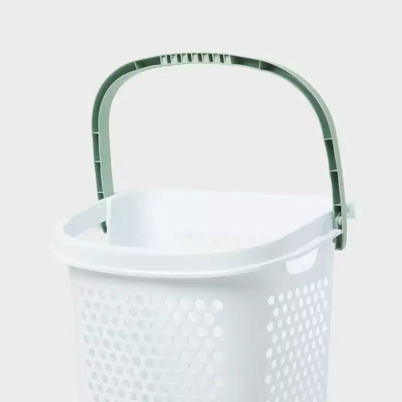 Panier à linge roulant blanc avec poignées vert rêve - Brightroom™