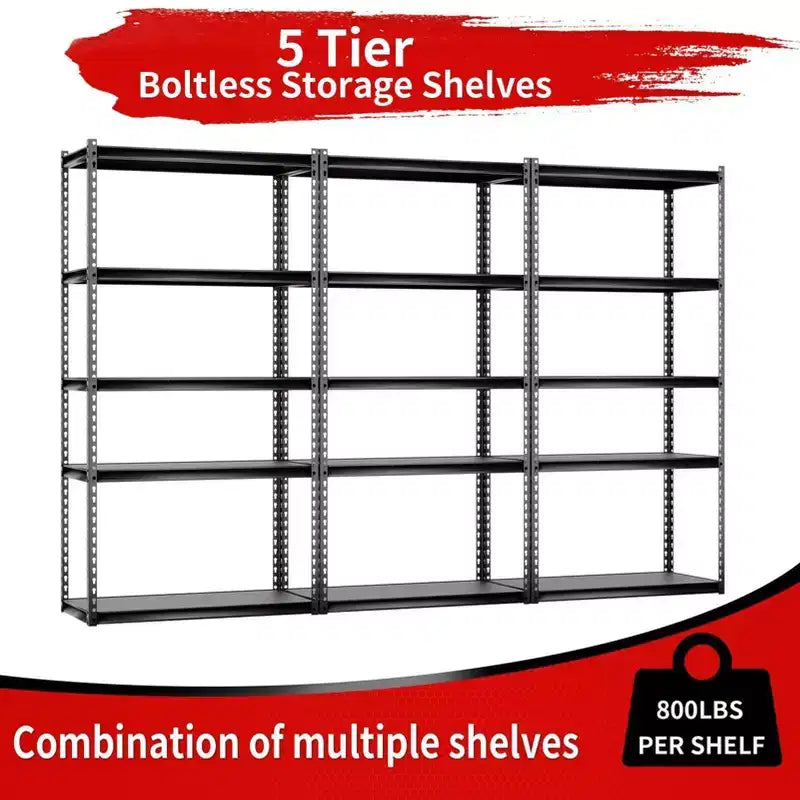 Étagère Atlas à 5 niveaux 36"x18"x72" 4000lbs, en acier sans boulons avec plateau en stratifié, gris foncé