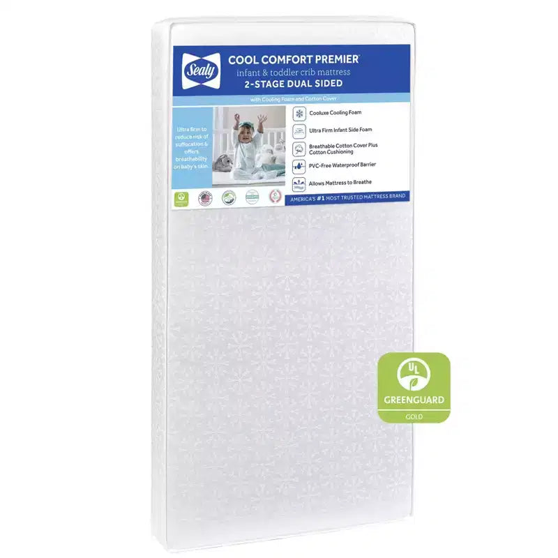 Matelas de berceau et pour tout-petit rafraîchissant 2 étapes Sealy Cool Comfort Premier : ferme, mousse, épaisseur de 5,5 po, 7 lb