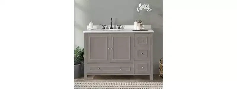 121.9 cm Williamsburg Vanity Cabinet Gray: Wood Frame, Universal Storage, 1 Shelf, 47.2 kg