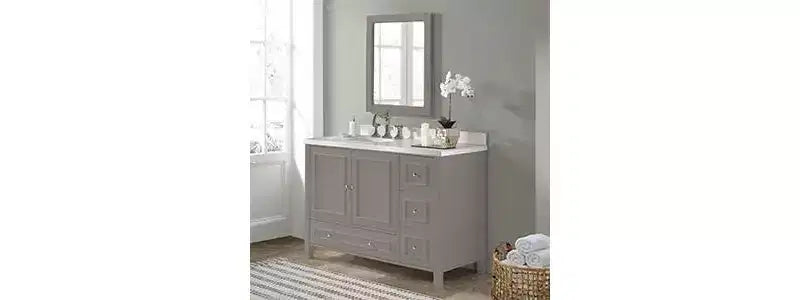 121.9 cm Williamsburg Vanity Cabinet Gray: Wood Frame, Universal Storage, 1 Shelf, 47.2 kg