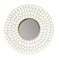 Brewster Damon Leaf Wall Mirror Gold: 71.1 cm Round, Modern Style, Metal Frame, No Assembly Required