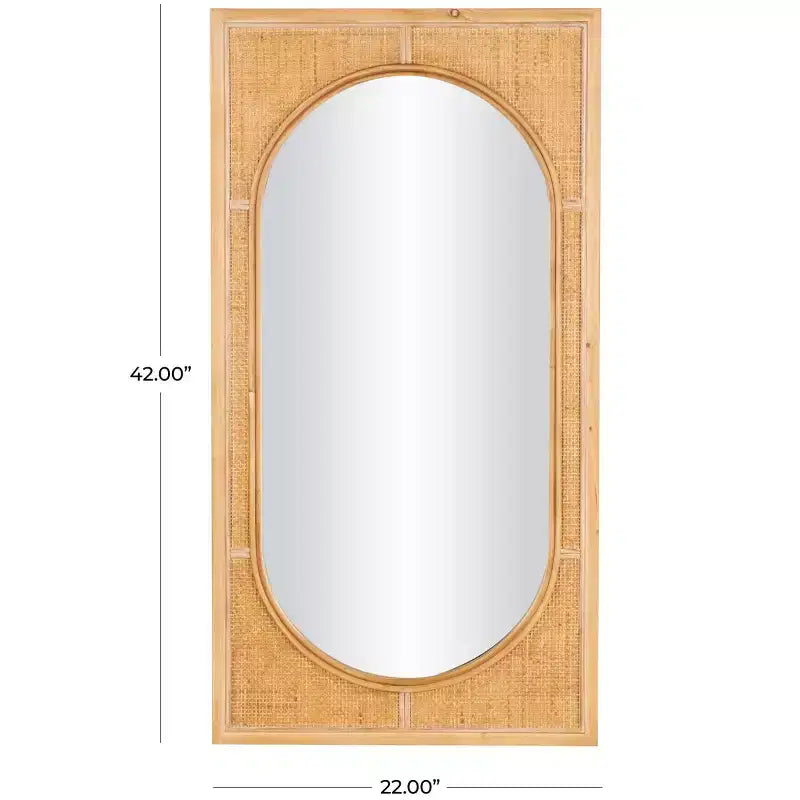 Olivia & May Miroir Mural en Rotin Ovale Centre Marron 107 cm x 56 cm : Style Moderne, Aucun Assemblage, Fixation Murale