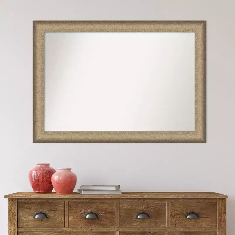 Miroir mural élégant non biseauté en bronze brossé de 41 po x 29 po - Amanti Art : Cadre en polystyrène, quincaillerie de montage incluse