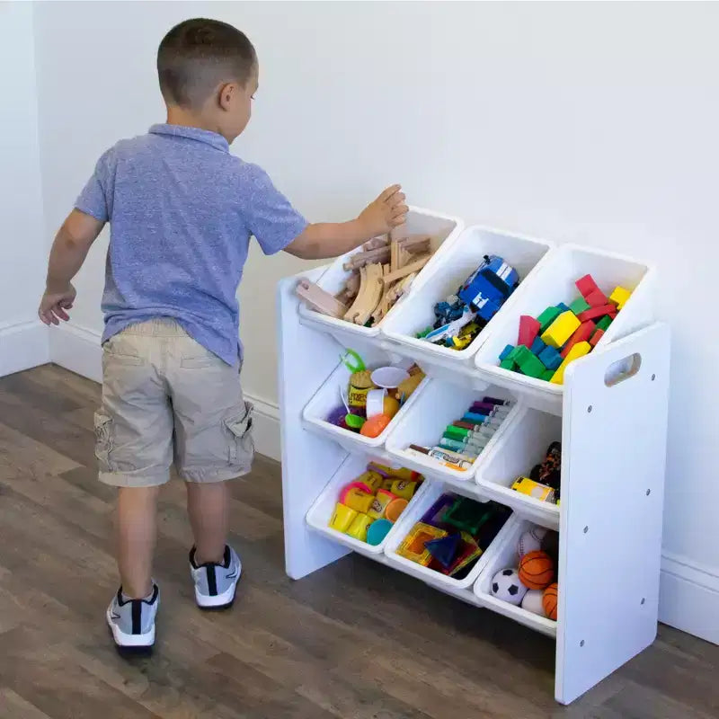 Meuble de rangement pour jouets Humble Crew Cambridge White pour enfants avec 9 bacs de rangement Blanc