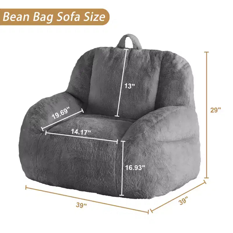 Giant Bean Bag Chair – Faux Fur, Foam Filled, for Adults