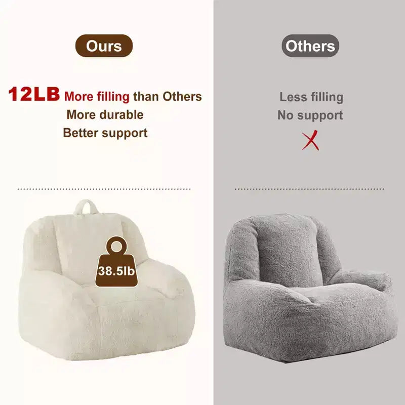 Giant Bean Bag Chair – Faux Fur, Foam Filled, for Adults