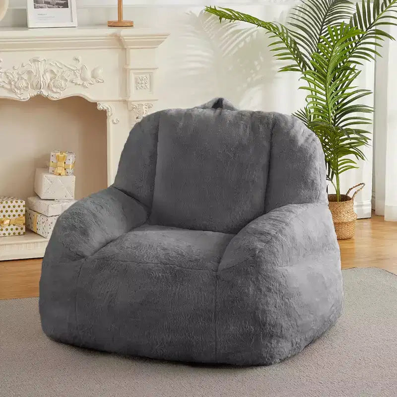 Giant Bean Bag Chair – Faux Fur, Foam Filled, for Adults