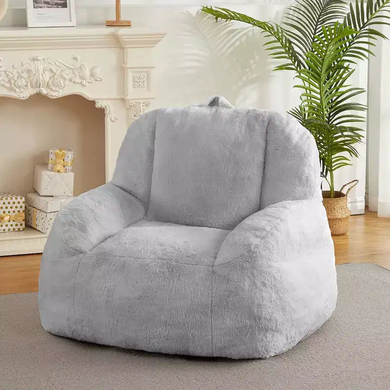 Giant Bean Bag Chair – Faux Fur, Foam Filled, for Adults
