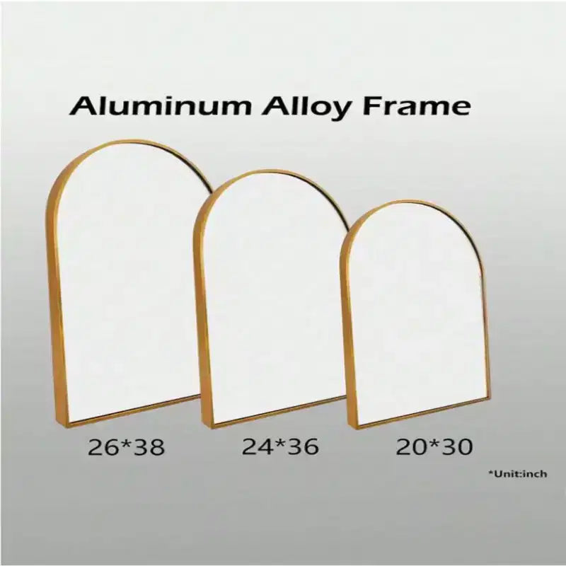 Black/Gold Arched Metal Wall Mirror, 66.0 × 96.5 cm
