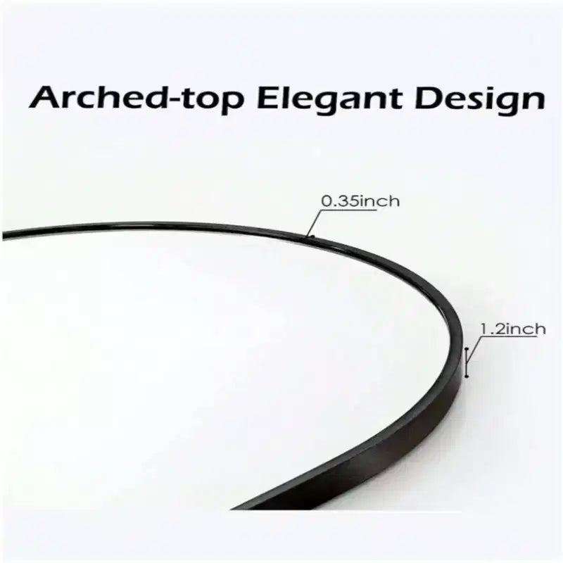 Black/Gold Arched Metal Wall Mirror, 66.0 × 96.5 cm
