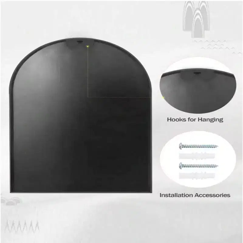 Black/Gold Arched Metal Wall Mirror, 66.0 × 96.5 cm