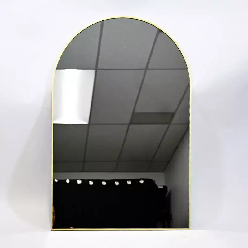 Black/Gold Arched Metal Wall Mirror, 66.0 × 96.5 cm
