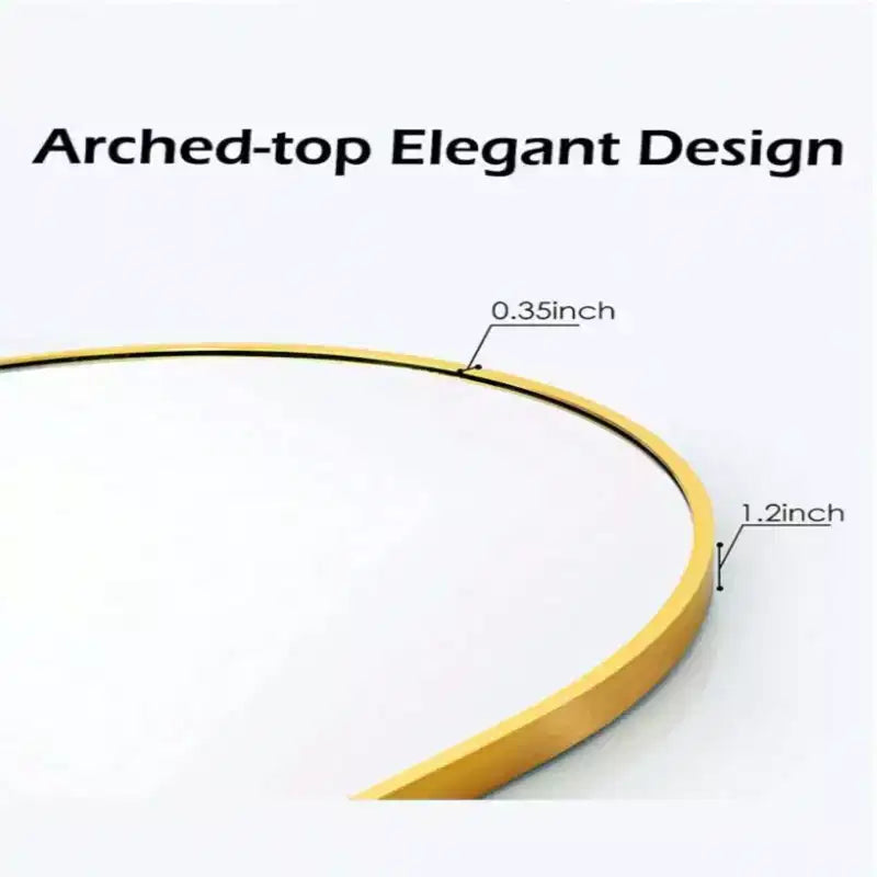 Black/Gold Arched Metal Wall Mirror, 66.0 × 96.5 cm