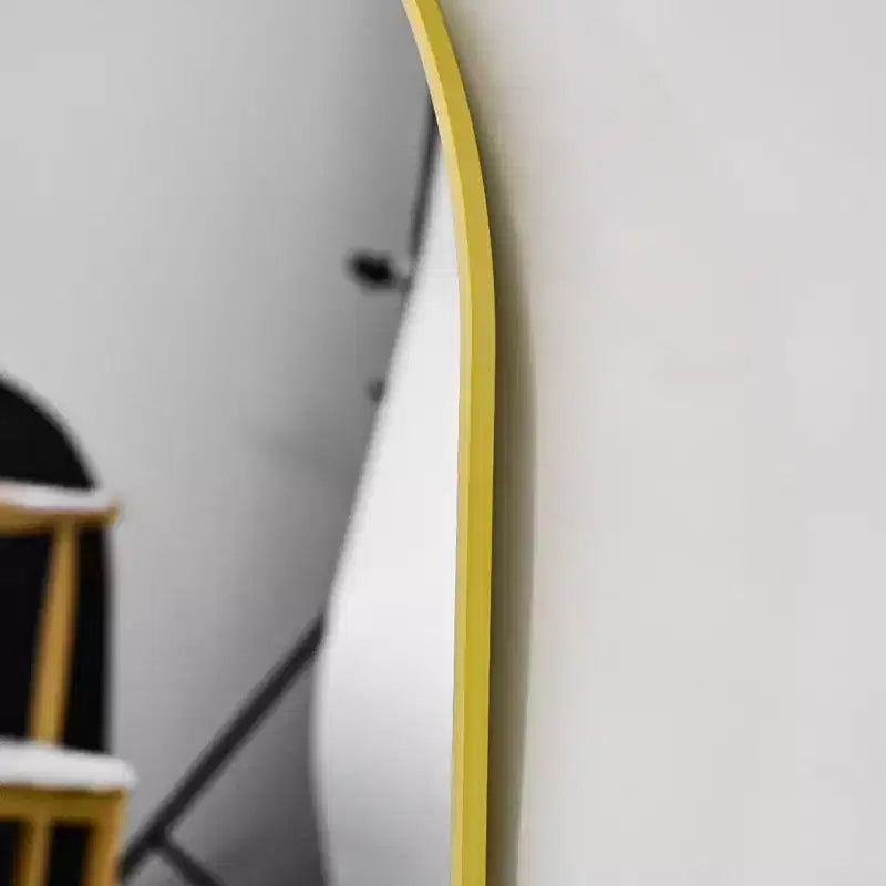 Black/Gold Arched Metal Wall Mirror, 66.0 × 96.5 cm