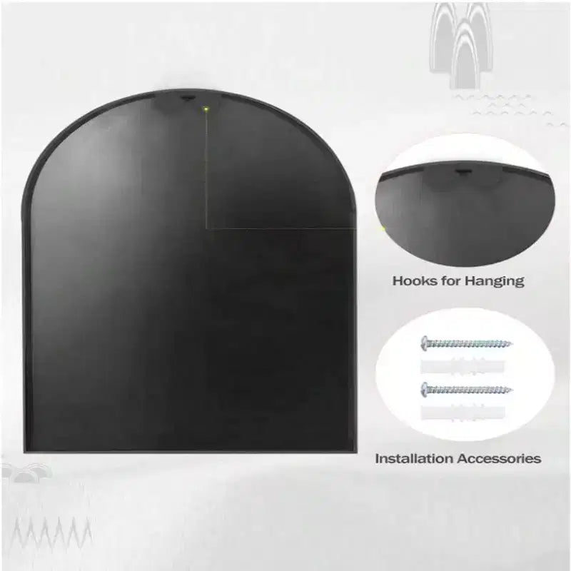 Black/Gold Arched Metal Wall Mirror, 66.0 × 96.5 cm