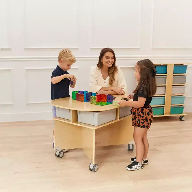 Mobile Collaboration Table with Storage, Multipurpose Furniture