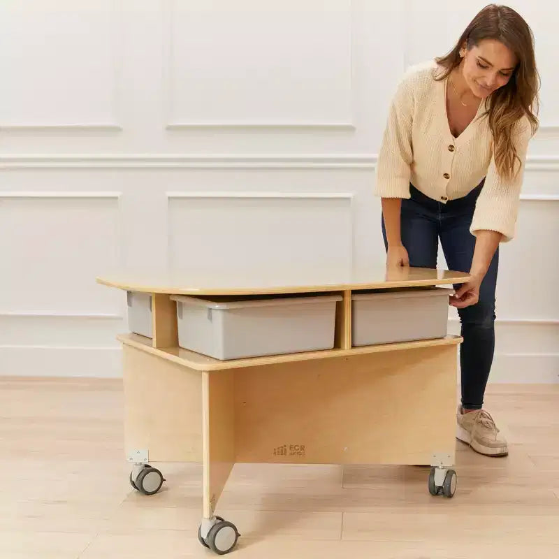 Mobile Collaboration Table with Storage, Multipurpose Furniture