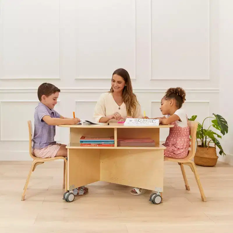 Mobile Collaboration Table with Storage, Multipurpose Furniture