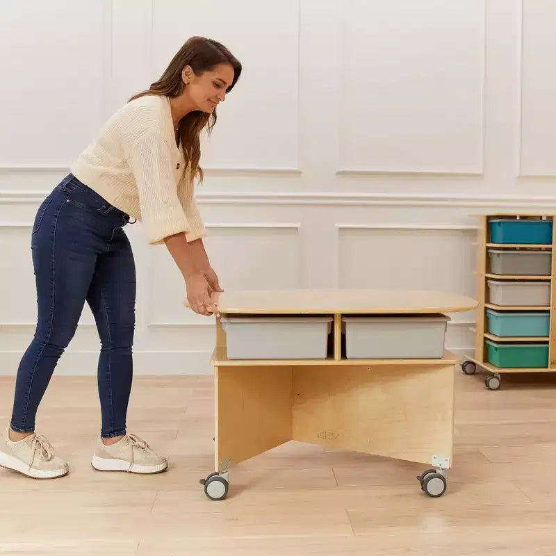 Mobile Collaboration Table with Storage, Multipurpose Furniture