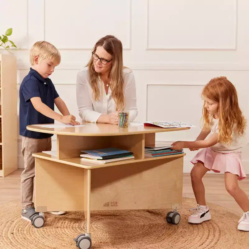 Mobile Collaboration Table with Storage, Multipurpose Furniture