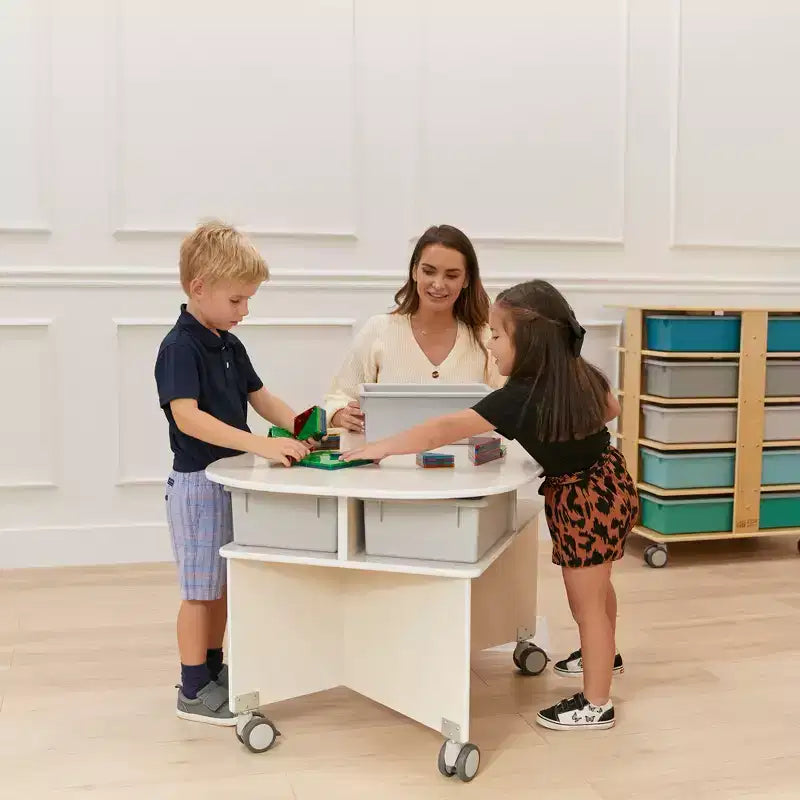 Mobile Collaboration Table with Storage, Multipurpose Furniture