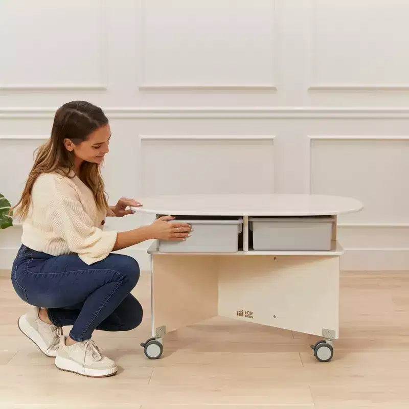 Mobile Collaboration Table with Storage, Multipurpose Furniture