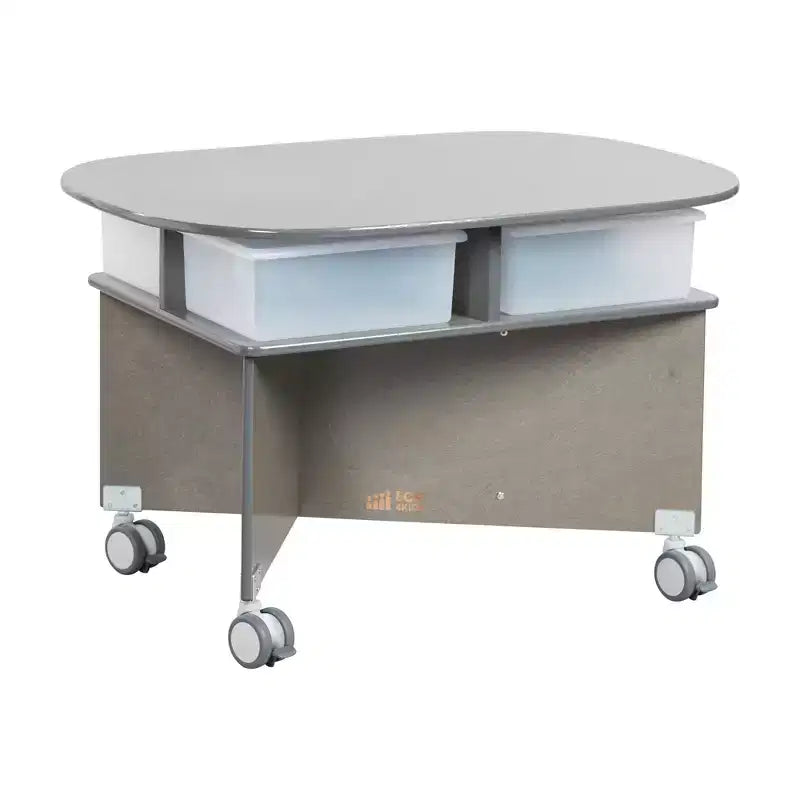 Mobile Collaboration Table with Storage, Multipurpose Furniture
