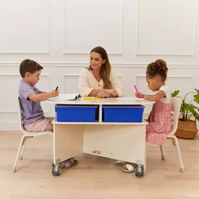 Mobile Collaboration Table with Storage, Multipurpose Furniture