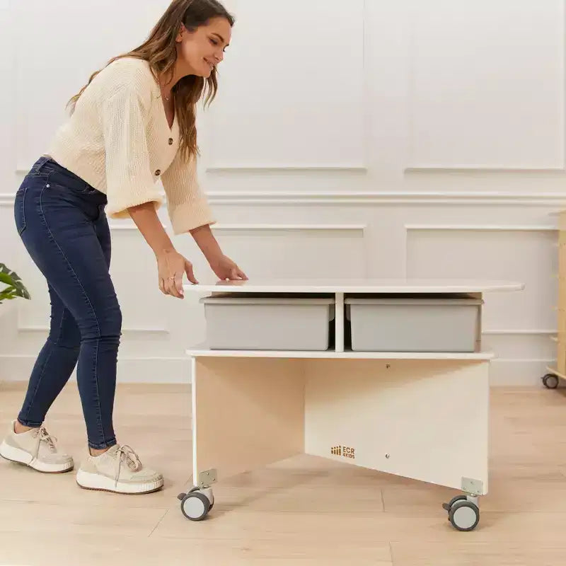 Mobile Collaboration Table with Storage, Multipurpose Furniture
