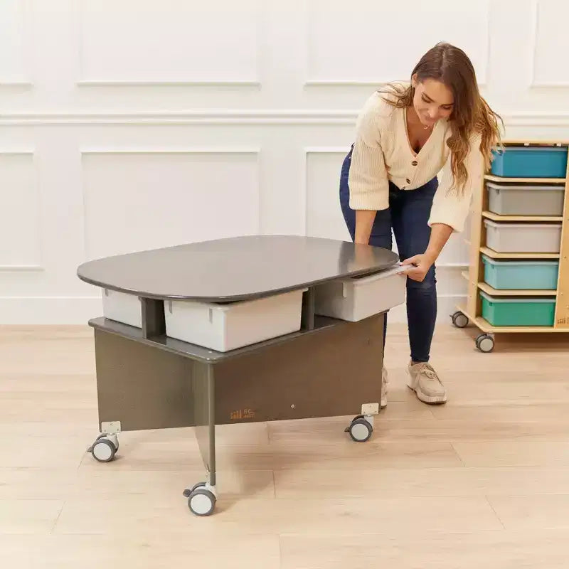 Mobile Collaboration Table with Storage, Multipurpose Furniture