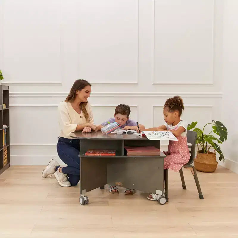 Mobile Collaboration Table with Storage, Multipurpose Furniture