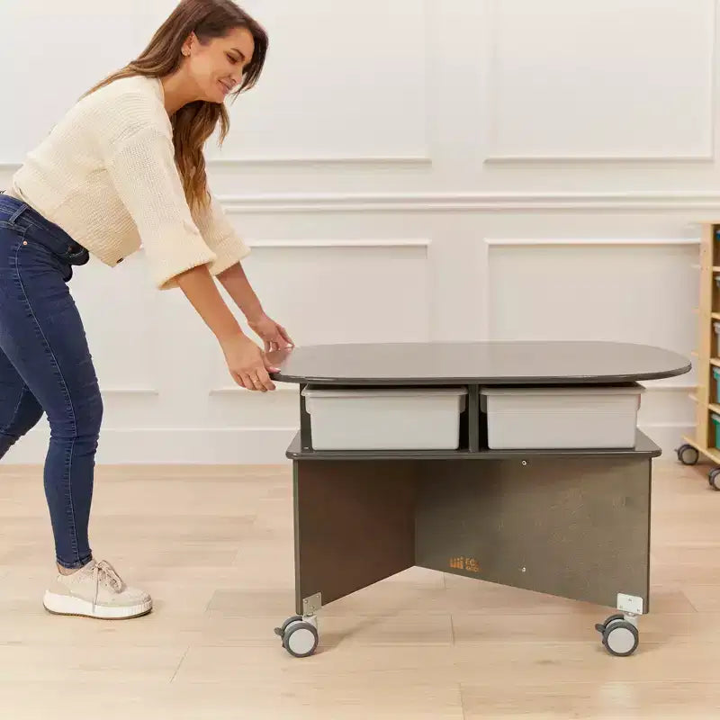 Mobile Collaboration Table with Storage, Multipurpose Furniture