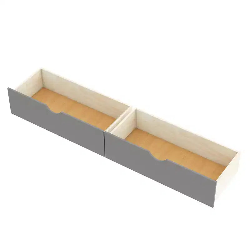 L-Shaped Platform Bed for an approx. 97 × 191 cm mattress with Trundle and Drawers Linked with Built-in Desk, Gray