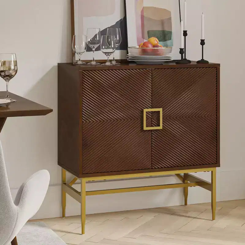 Walnut 2-Door Modern Accent Cabinet