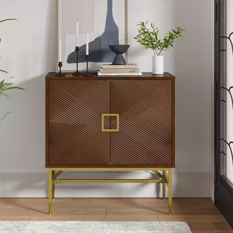 Walnut 2-Door Modern Accent Cabinet