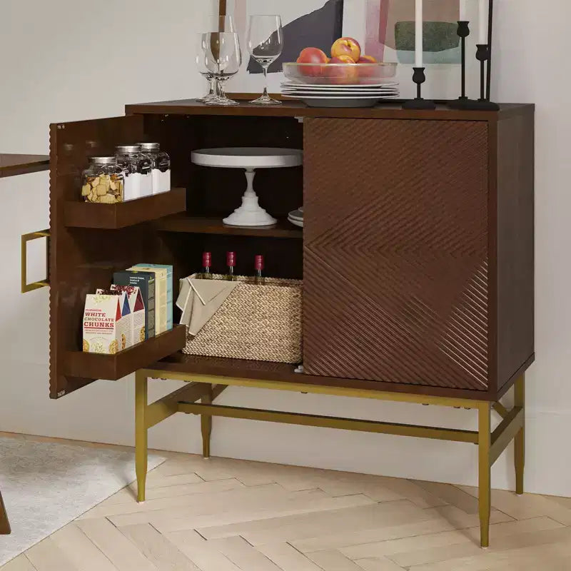 Walnut 2-Door Modern Accent Cabinet