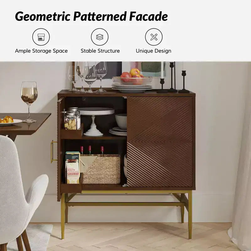 Walnut 2-Door Modern Accent Cabinet
