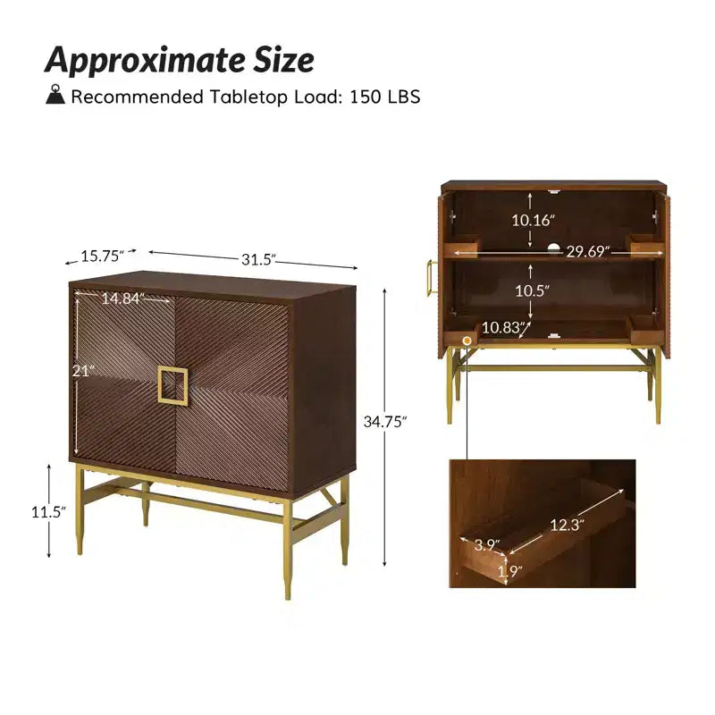 Walnut 2-Door Modern Accent Cabinet