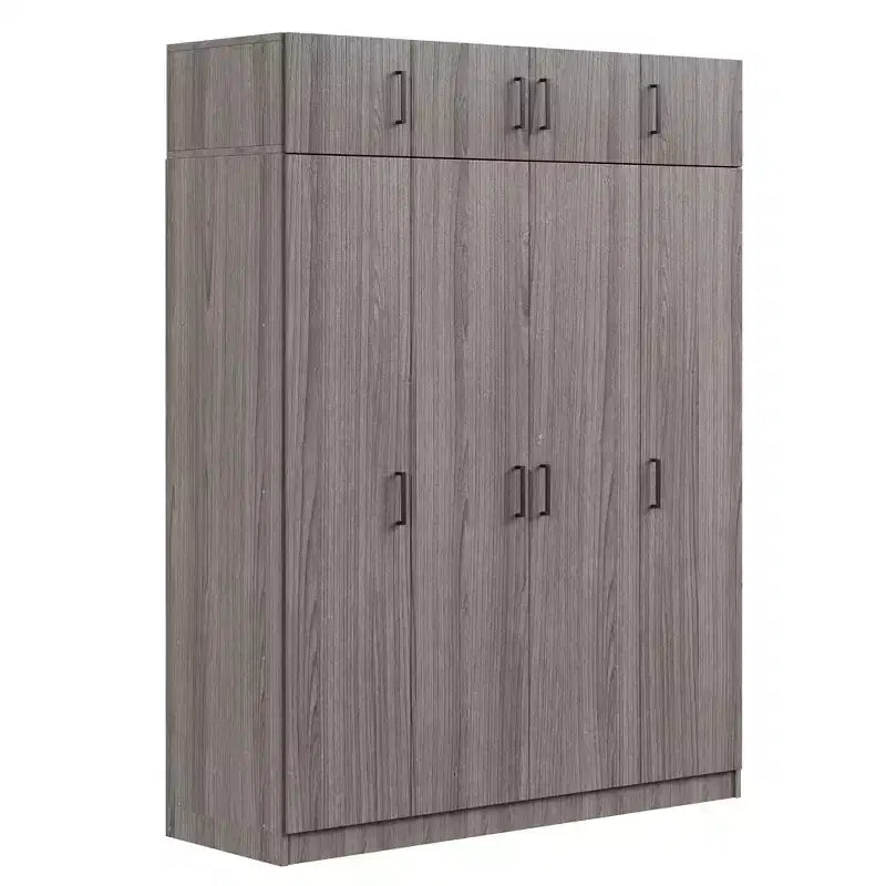 4-Door Wardrobe/Armoire with 1 Drawer and Top Cabinets