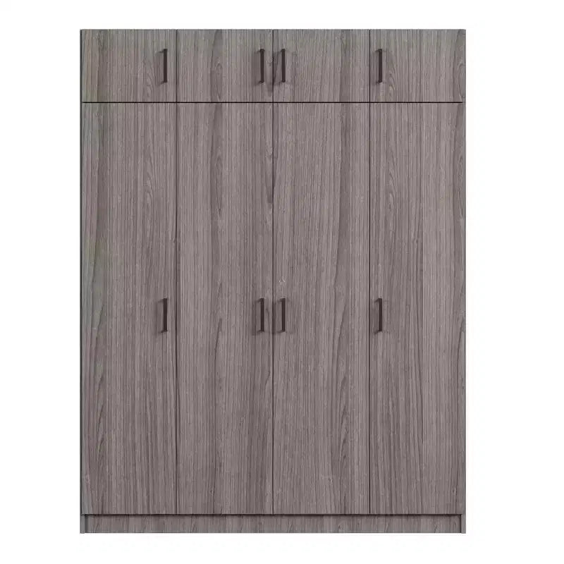4-Door Wardrobe/Armoire with 1 Drawer and Top Cabinets