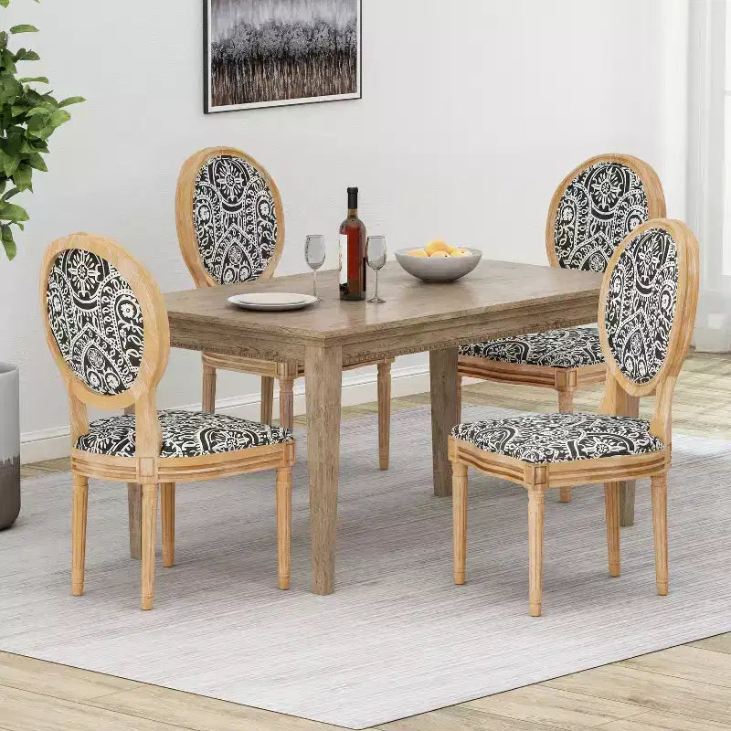 Chaises de salle à manger traditionnelles GDFStudio Newman en bois d'hévéa rembourré (lot de 4)