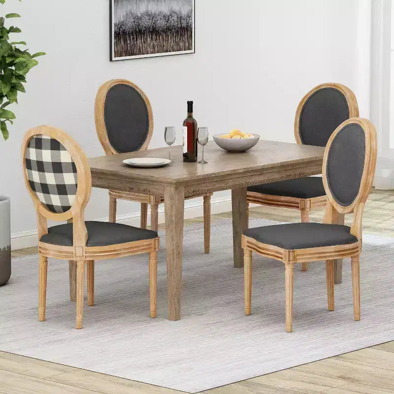 Chaises de salle à manger traditionnelles GDFStudio Newman en bois d'hévéa rembourré (lot de 4)