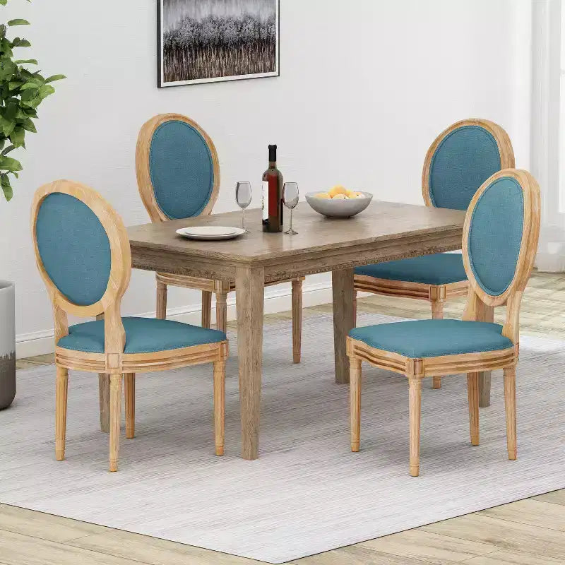Chaises de salle à manger traditionnelles GDFStudio Newman en bois d'hévéa rembourré (lot de 4)