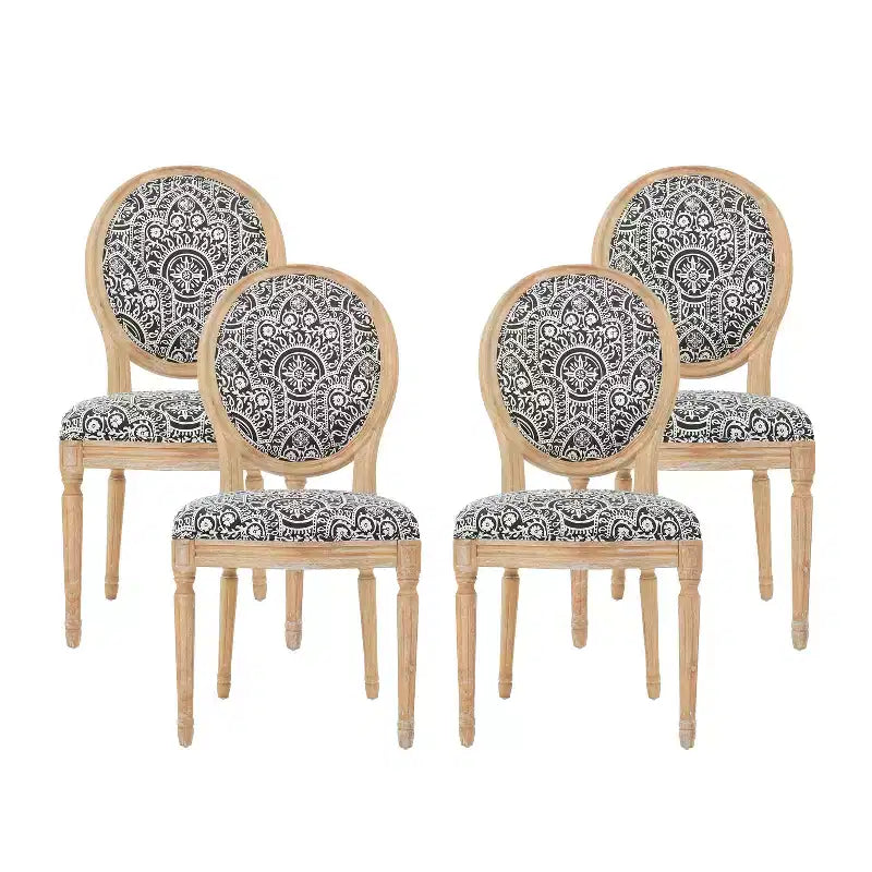 GDFStudio Newman Traditional Upholstered Rubberwood Dining Chairs (Set of 4)