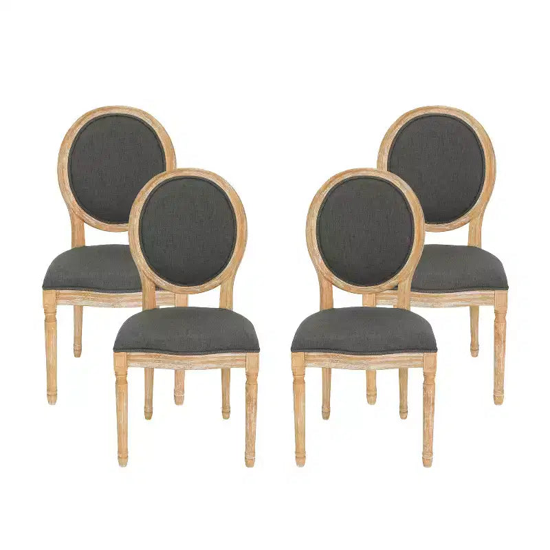 Chaises de salle à manger traditionnelles GDFStudio Newman en bois d'hévéa rembourré (lot de 4)