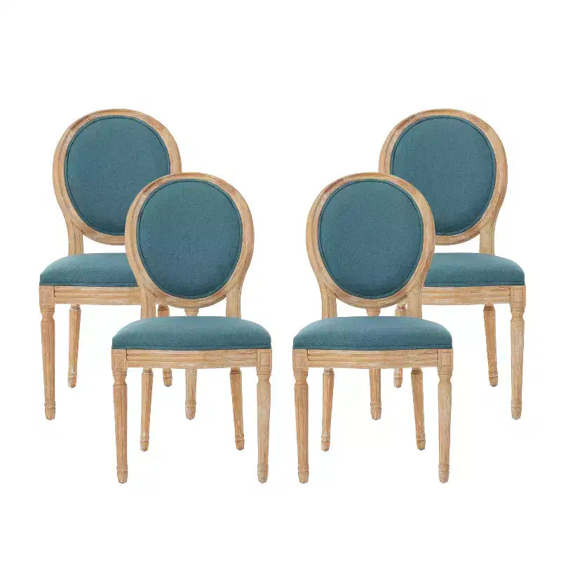 Chaises de salle à manger traditionnelles GDFStudio Newman en bois d'hévéa rembourré (lot de 4)