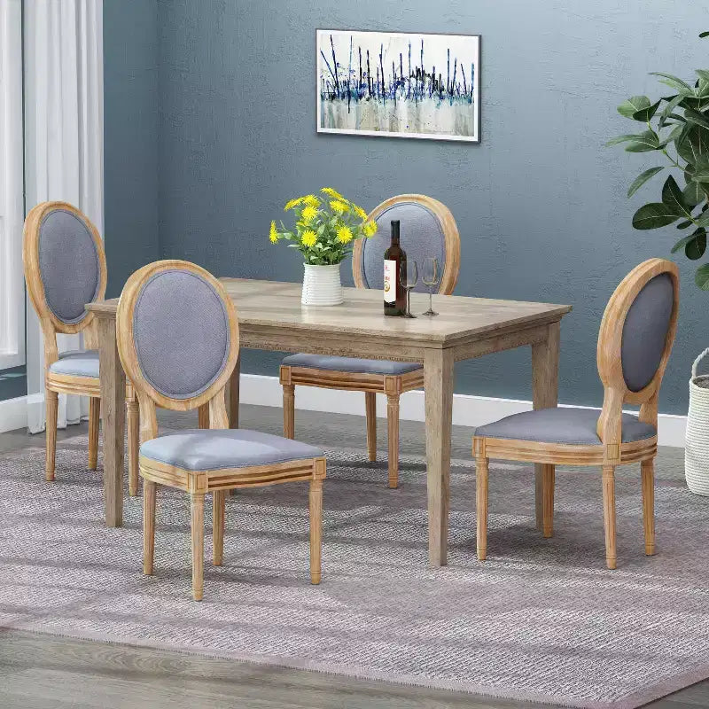 Chaises de salle à manger traditionnelles GDFStudio Newman en bois d'hévéa rembourré (lot de 4)