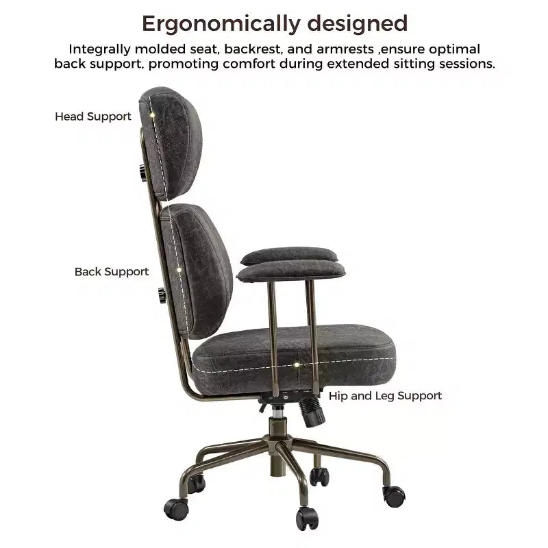 EUREKA ERGONOMIC Cameron, Chaise de bureau dossier haut en tissu suède synthétique
