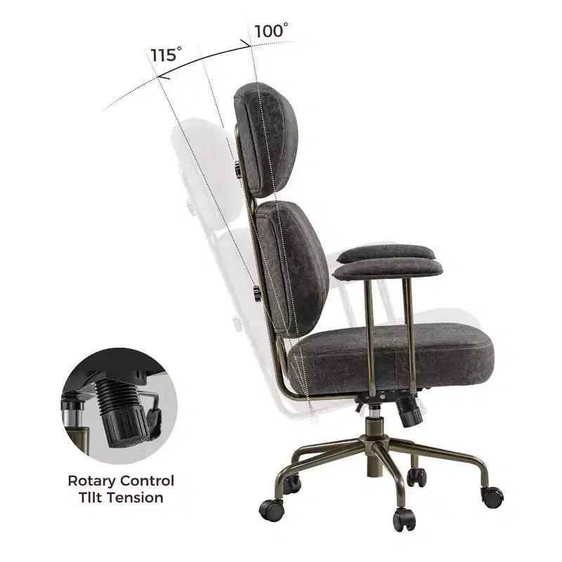 EUREKA ERGONOMIC Cameron, Chaise de bureau dossier haut en tissu suède synthétique